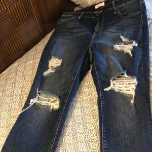 Blue boyfriend jeans stretch